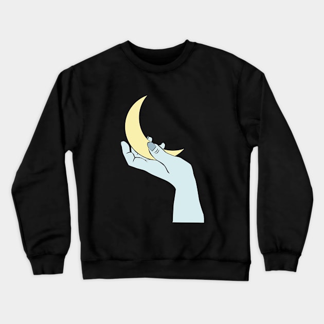 The moon in my hand. Crewneck Sweatshirt by candelanieto